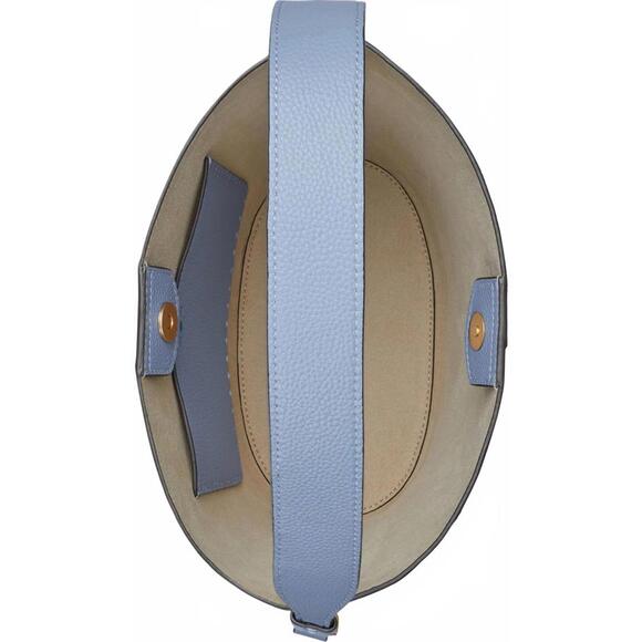 Tory Burch McGraw Leather Bucket Bag NWT Bluewood - Picture 3 of 9